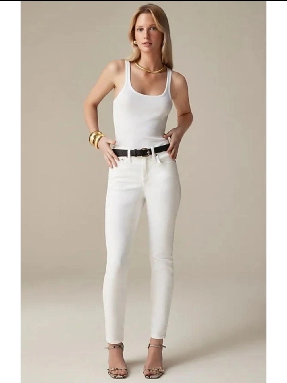 J. Crew 9" High Rise Toothpick White Denim Jeans